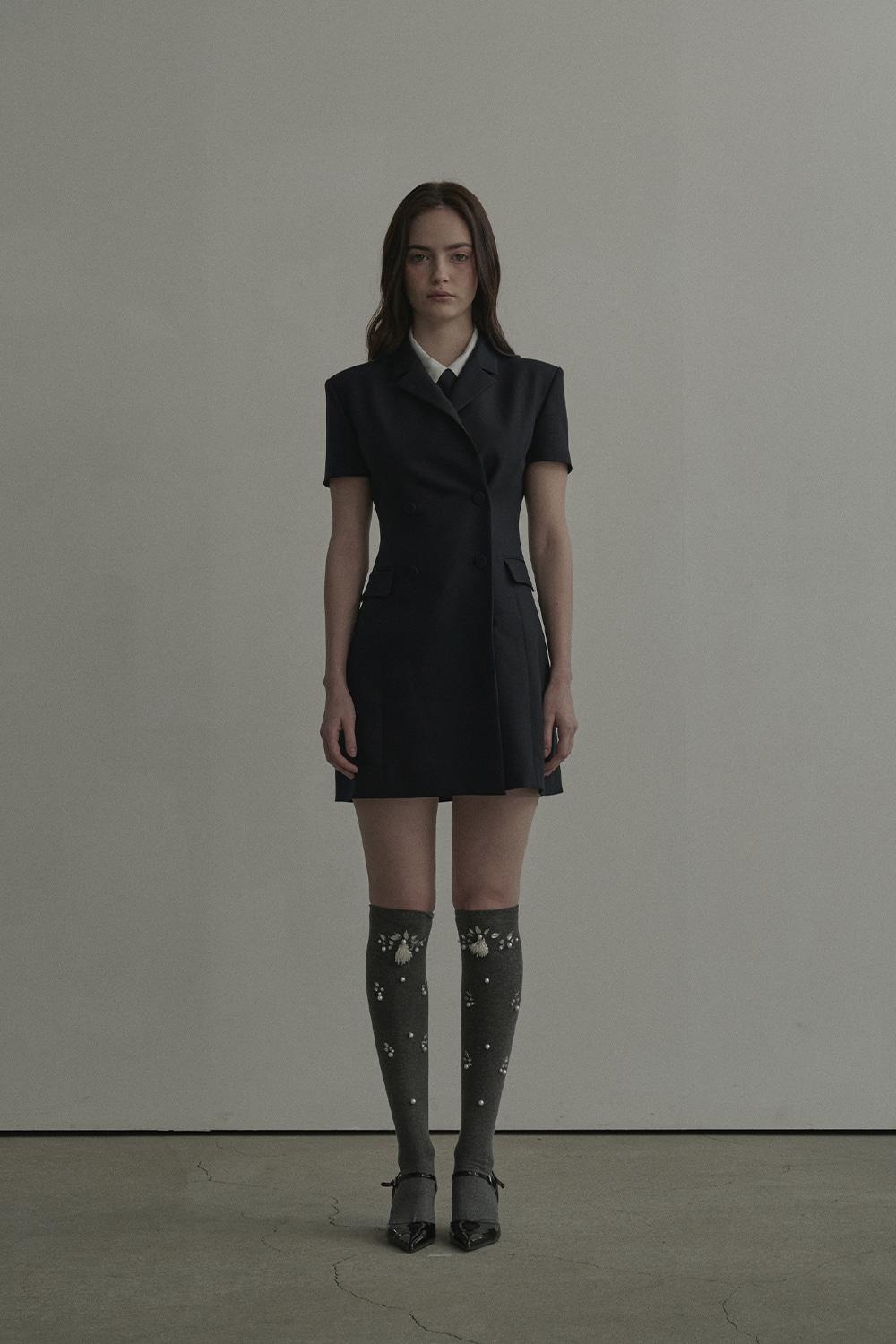 [3월 14일 예약발송] Jenn Half Sleeve Suit Jacket Dress-Navy