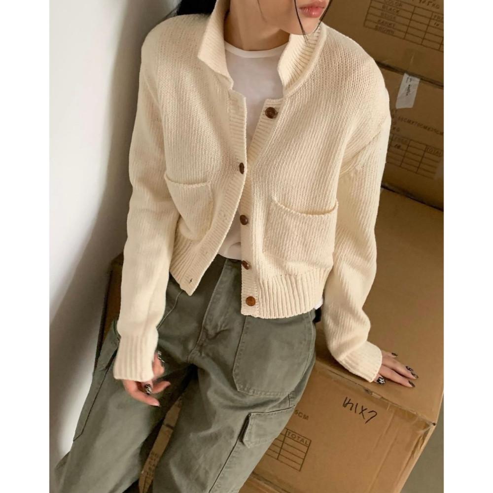 (2주 소요) bib 바질인보틀 MZ 가디건 포켓 카라 cd (2colors)