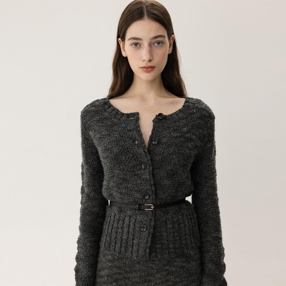 Boucle Cardigan Charcoal