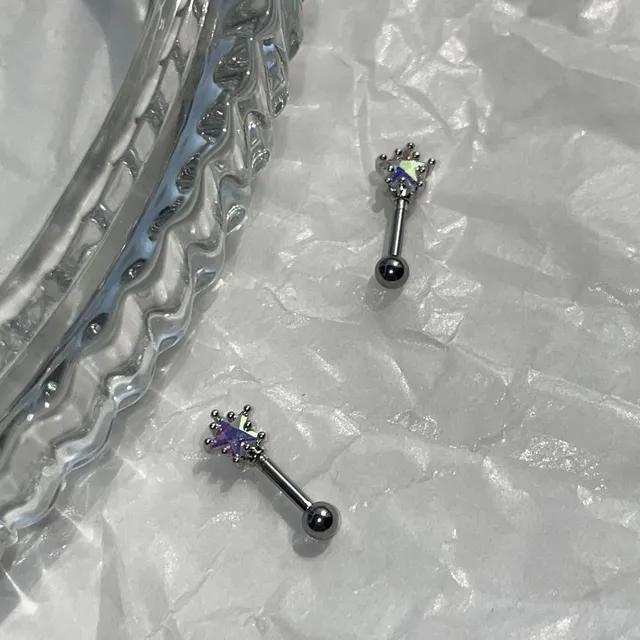 AB크리스탈 별 봉 사선 피어싱 스너그 룩 피어싱