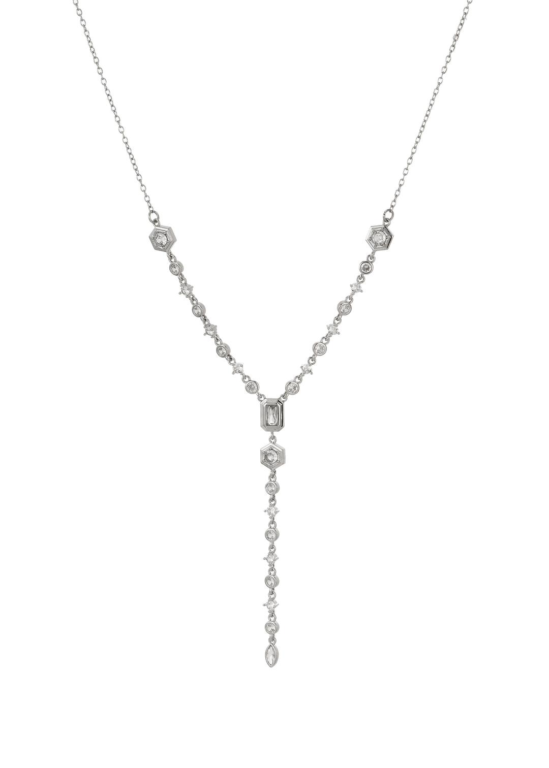 Hayes Glittering Lariat Necklace II - Silver