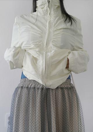 nylon shirring crop jumper (3colors)