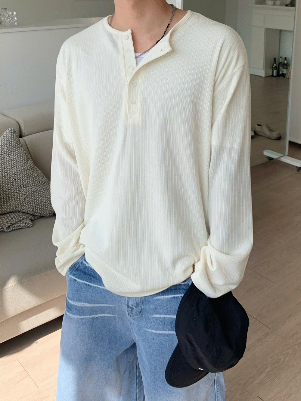 TS 너츠 니트 헨리넥 긴팔티
