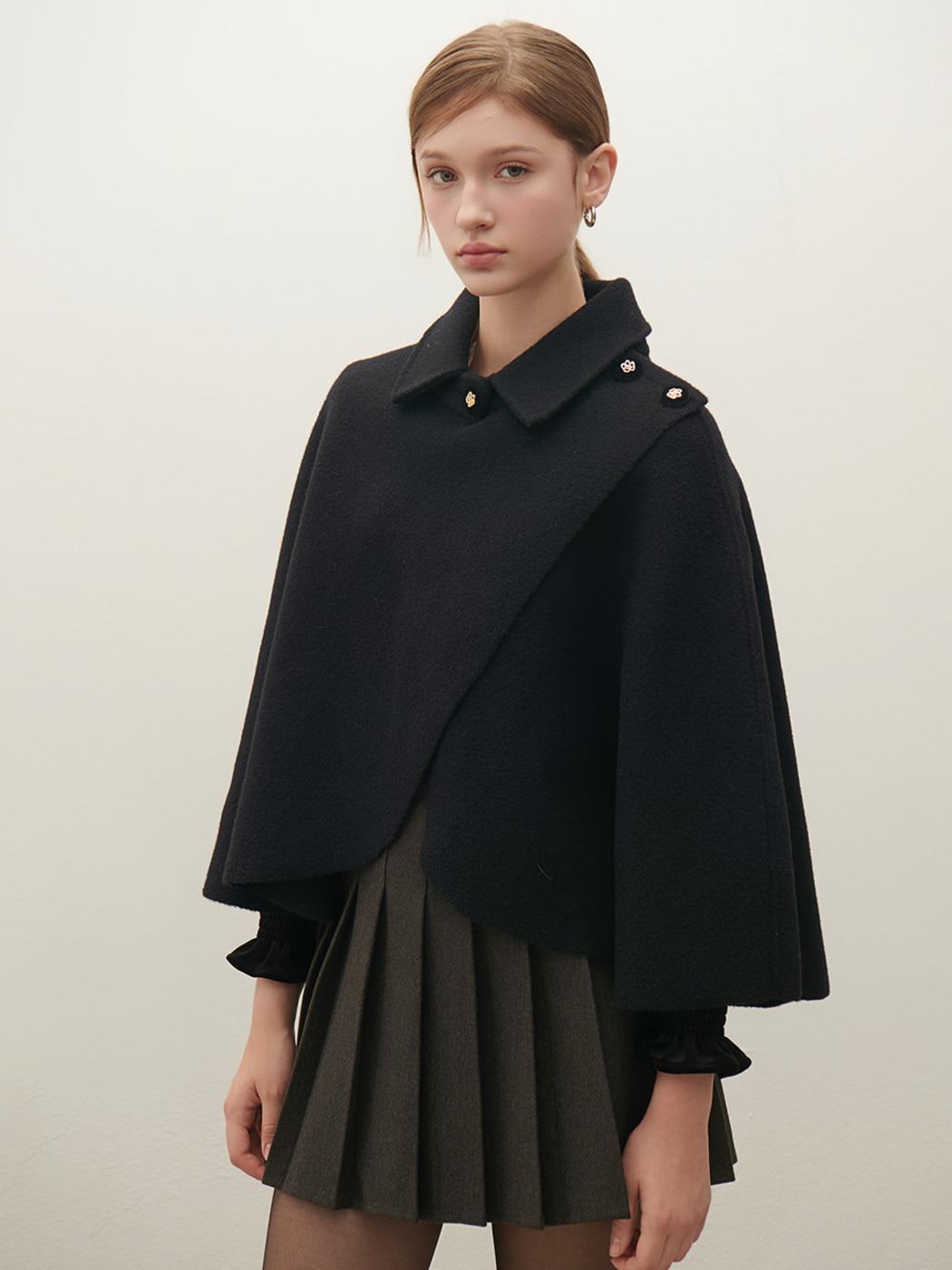 [11/4예약배송]클래식 버튼 숄 케이프 코트 O254T763