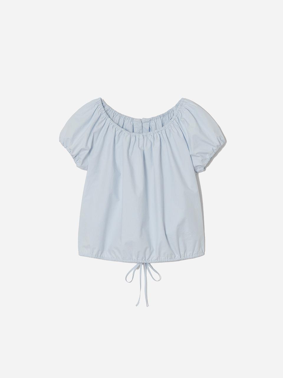 Banding Volume Top Blouse Skyblue