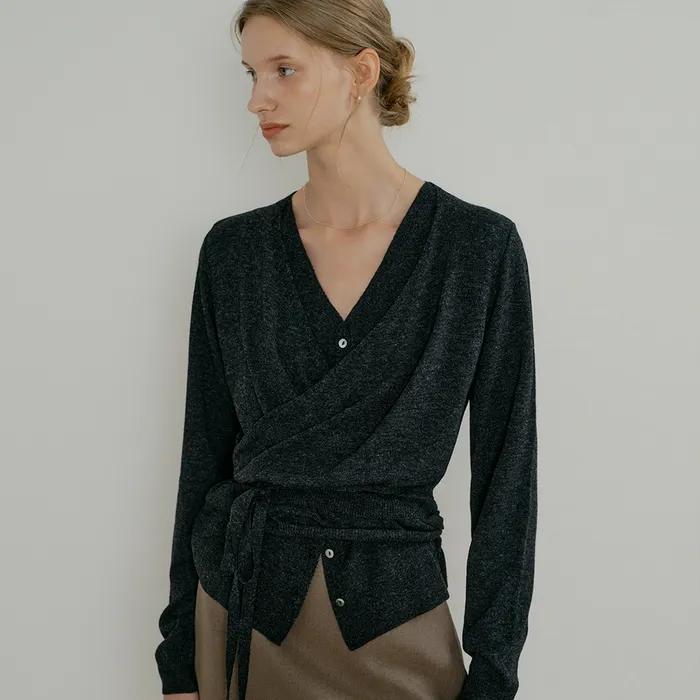 comos 1523 layered strap cardigan (charcoal)