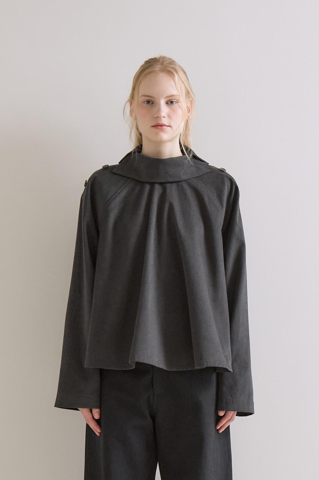 [3rd-order] Sarah Raglan Side-Button Blouse (Charcoal)