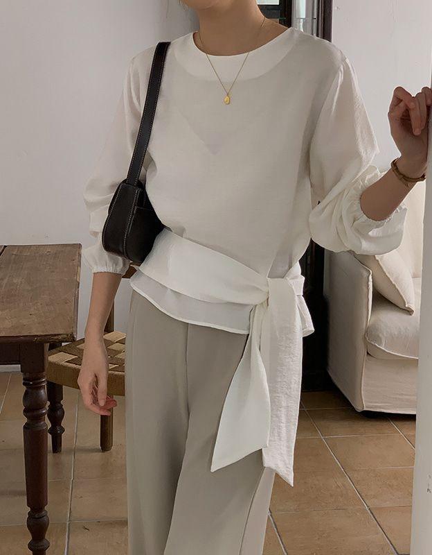 제너미 스트랩 블라우스 (3color)