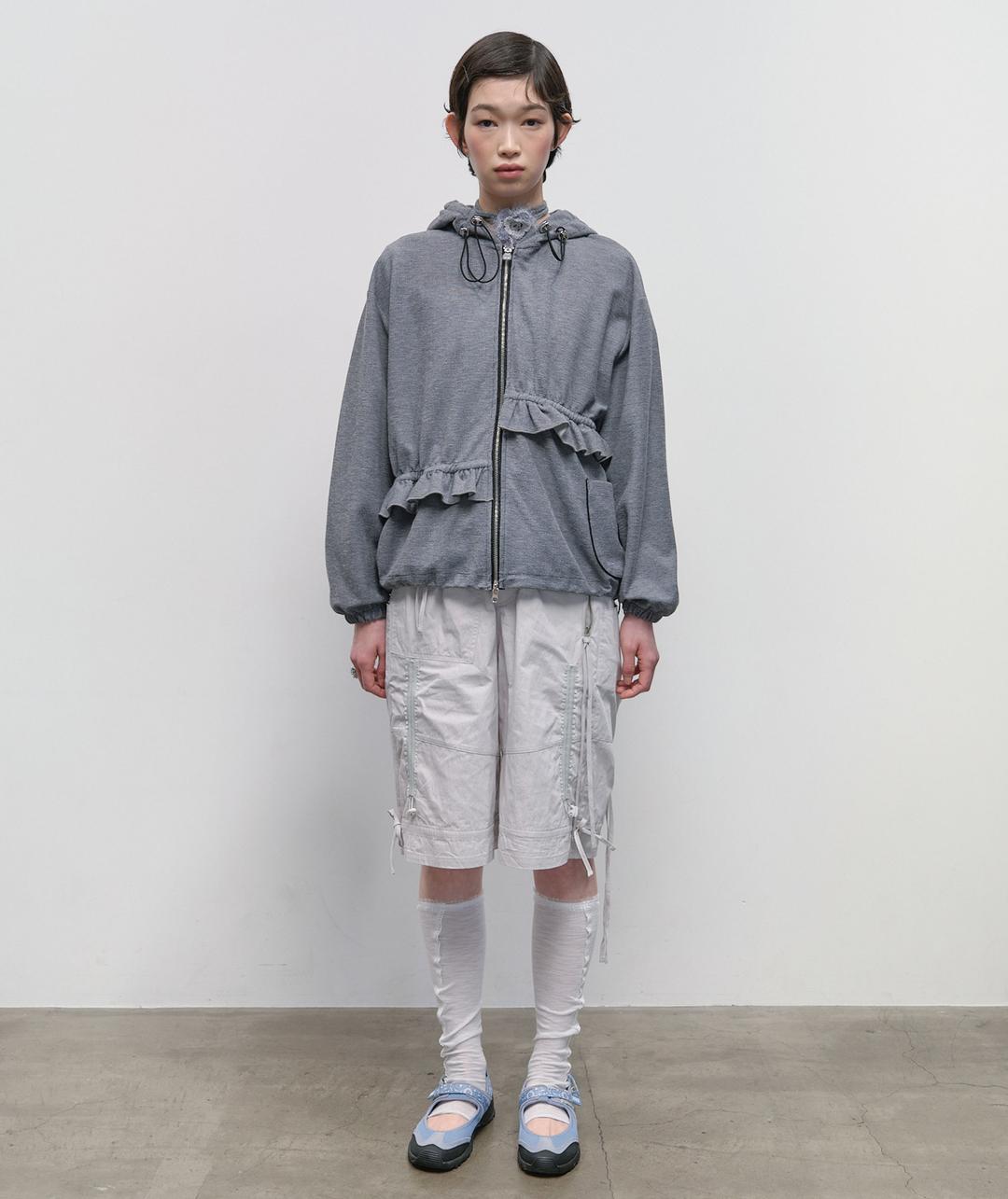 Lace Trim Strap Pants [Gray]