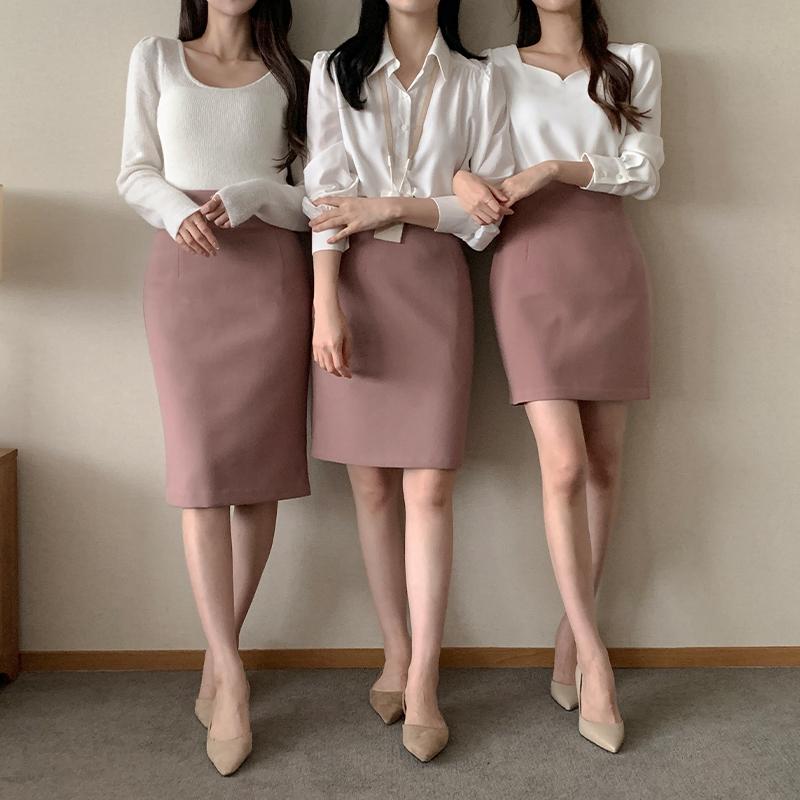 아뜨랑스 🚚부분당일발송 4만장 돌파✨ [SALE] 3가지 기장의 H라인 베이직 속기모 스커트 치마 롱스커트 치마 sk3841 통통