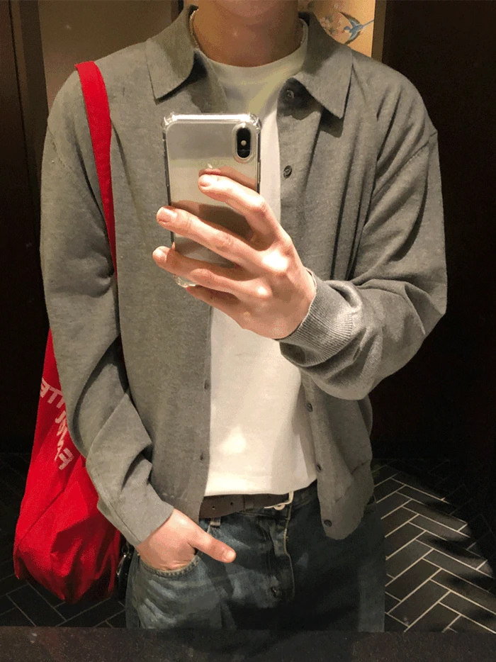 [구디션추천/유니섹스/문의폭주] Emblem stitch collar cardigan