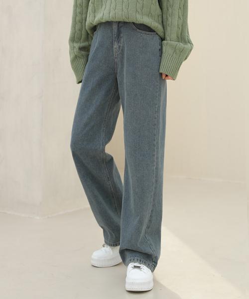 온더락 빈티지워싱 기모 와이드팬츠