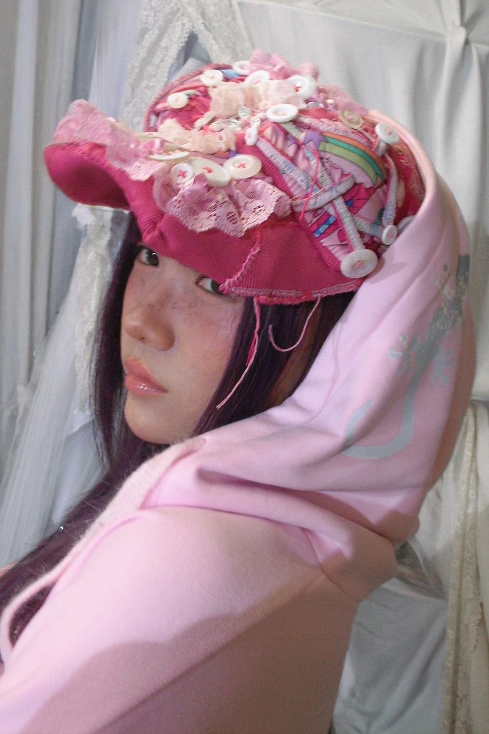 Dozzing hooded zip-up (  Milk pink )