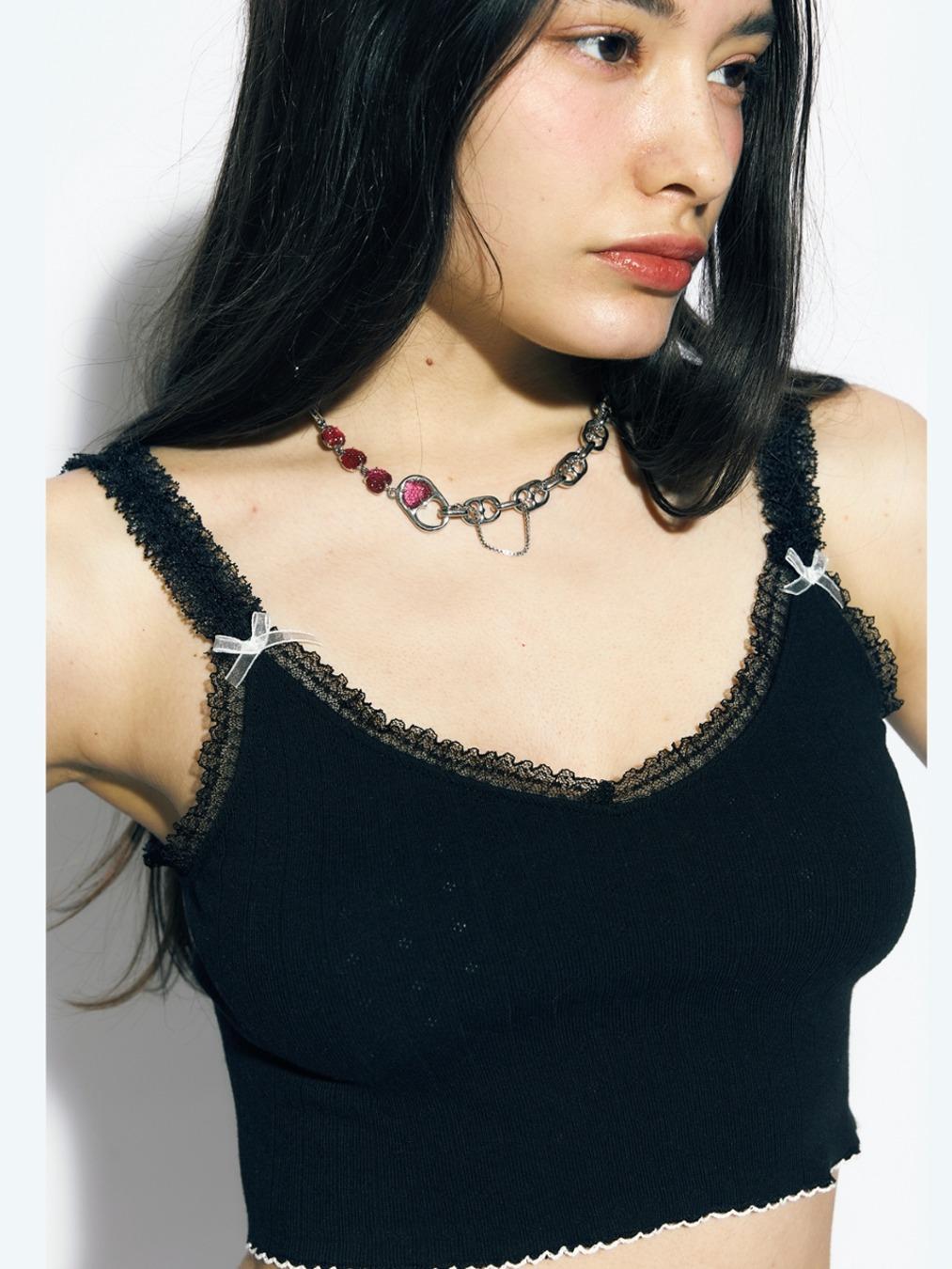 LACE TRIM BUSTIER BLACK