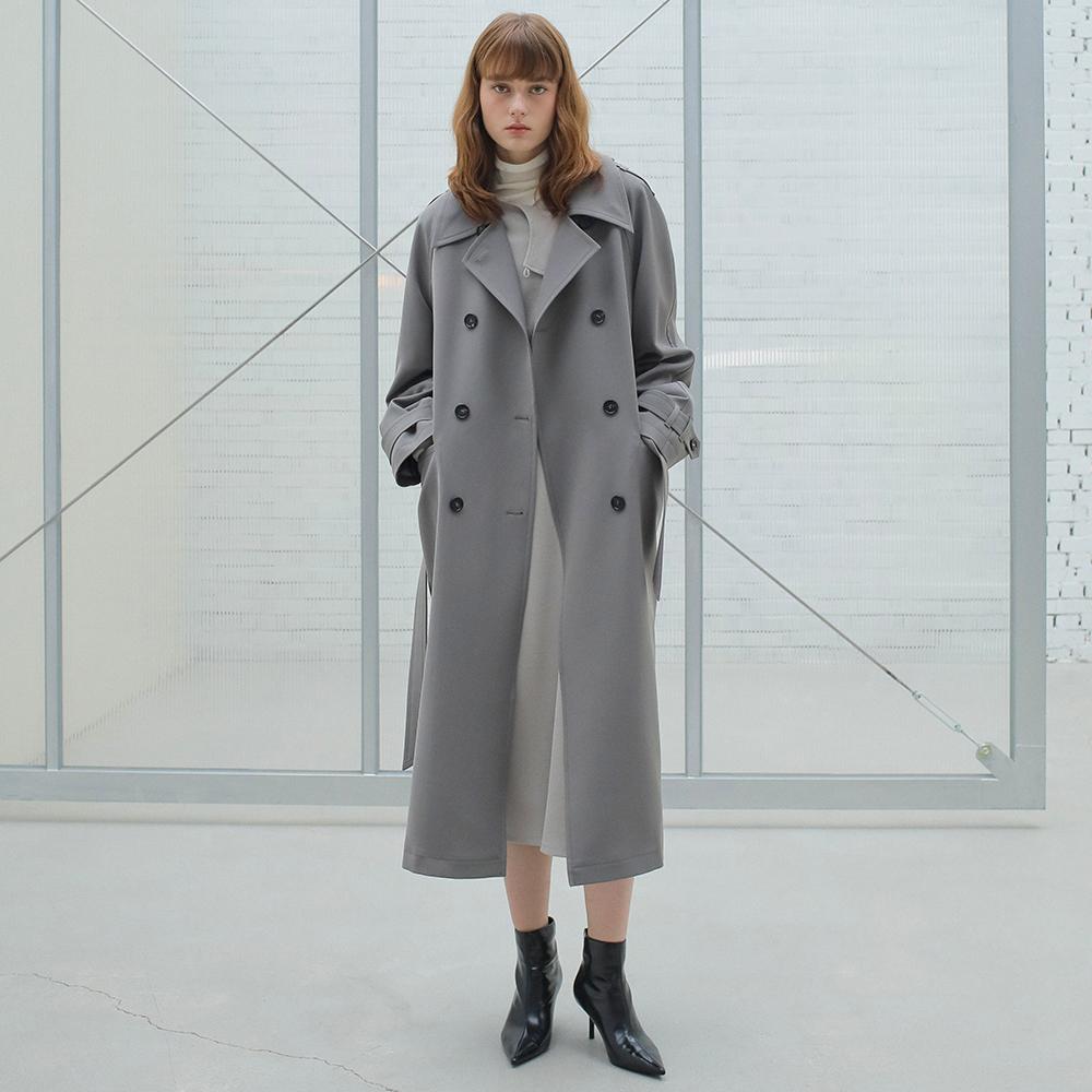 [P/A BY PAUL&ALICE] ﻿﻿ DEEP VENT TRENCH COAT / GREY
