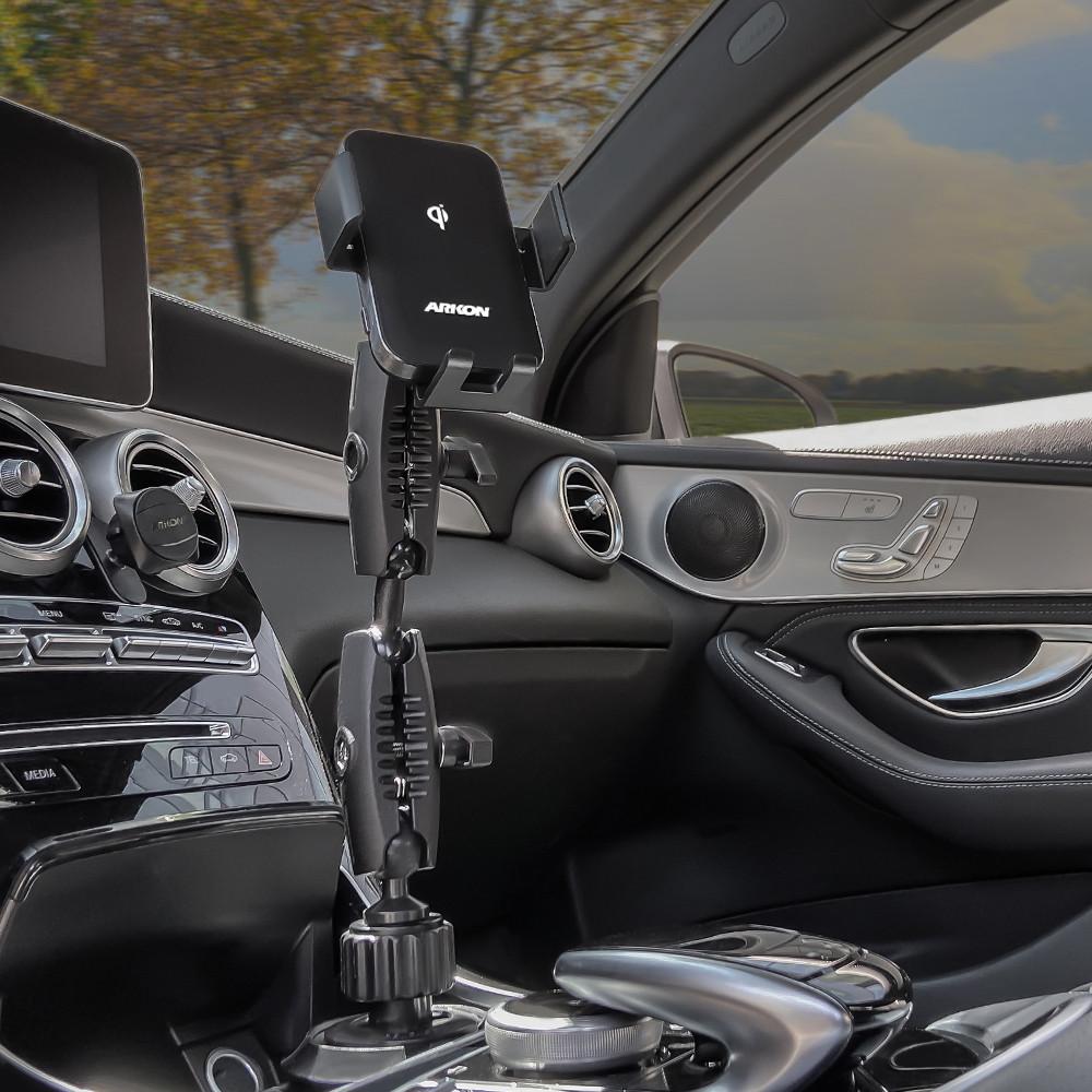 아콘 차량용 컵홀더 더블로버스트 무선충전 스마트폰거치대 갤럭시 아이폰  휴대폰 핸드폰 거치대