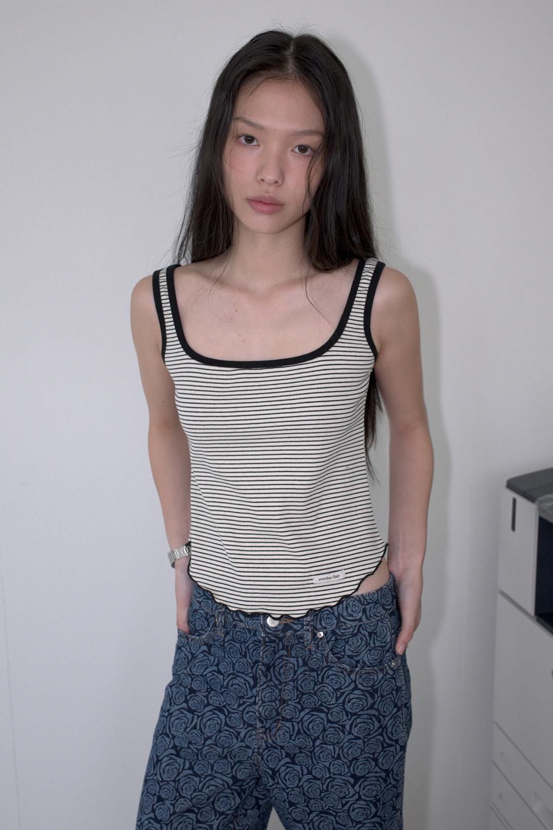 RIBBED SQUARE NECK SLEEVELESS_STRIPE