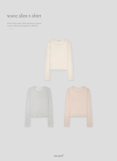 [made18] 물결 날나리 슬림 티셔츠 3color