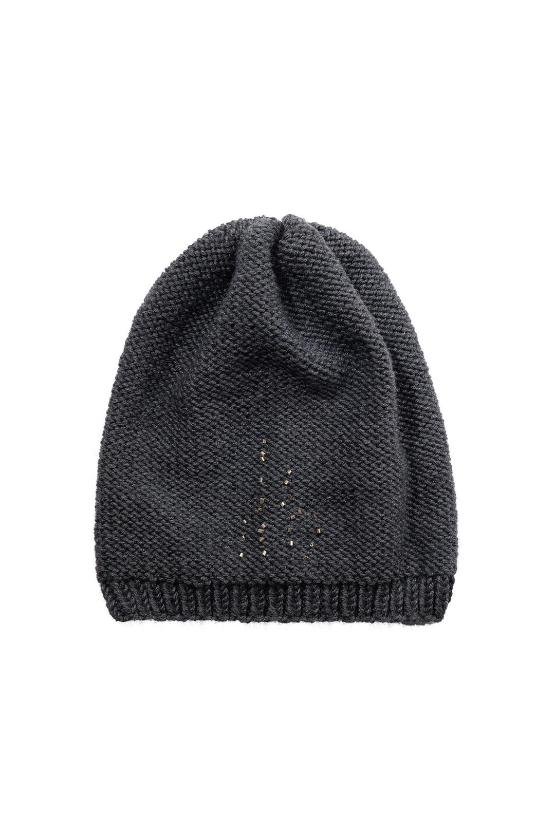 HANDMADE BEADED KNIT BEANIE (GRAY)
