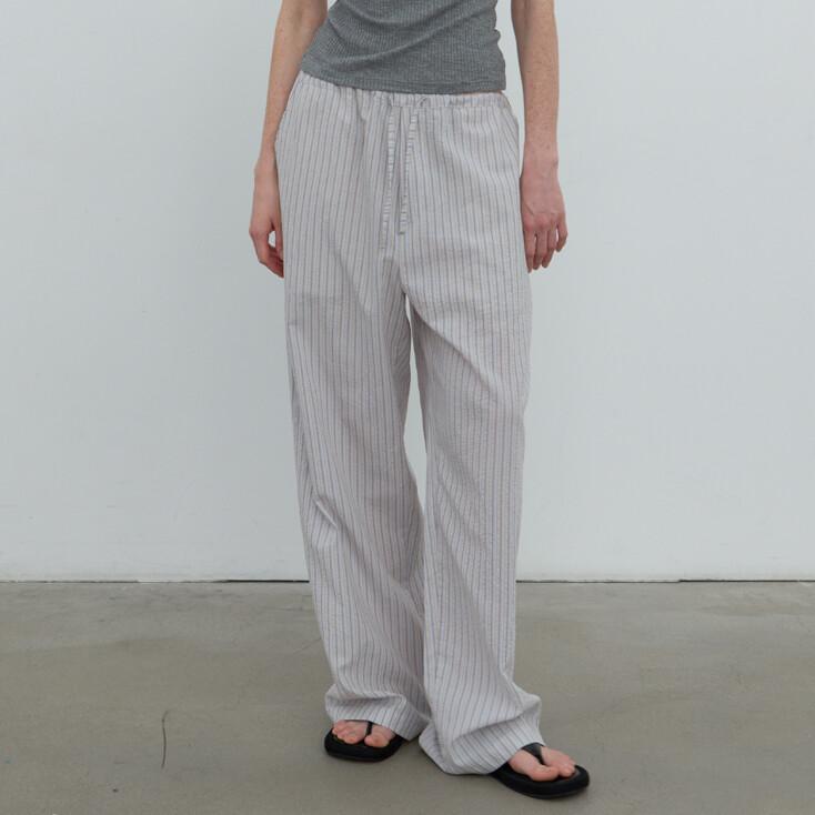 믹스 스트라이프 밴딩 팬츠 (라이트 그레이)