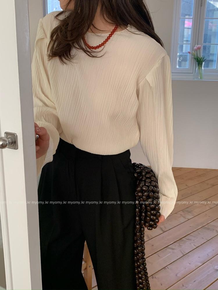 (200장 판매) 아이 당일 리버티 플리츠 라운드 블라우스 3col