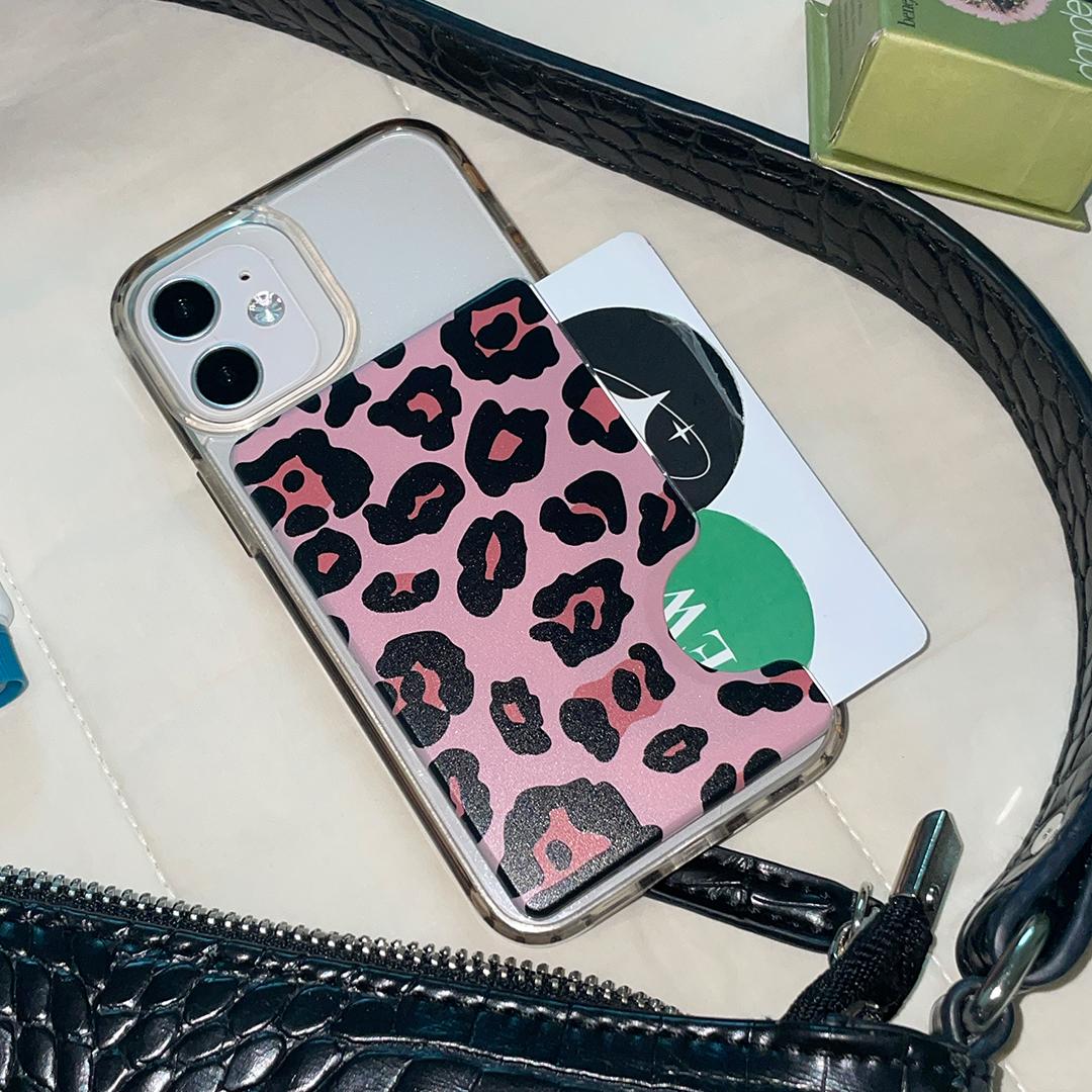 leopard card slot (pink)