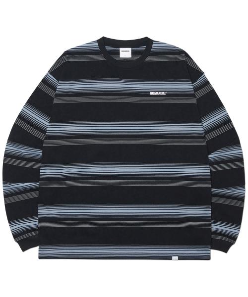 NM STRIPED LONG SLEEVE TEE - BLACK