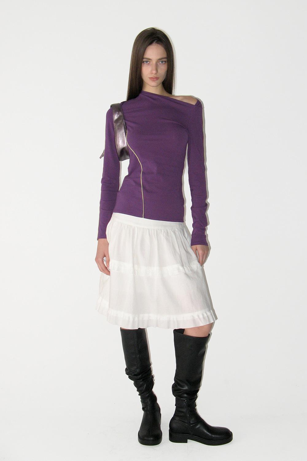 Frill Midi Skirt, WHITE