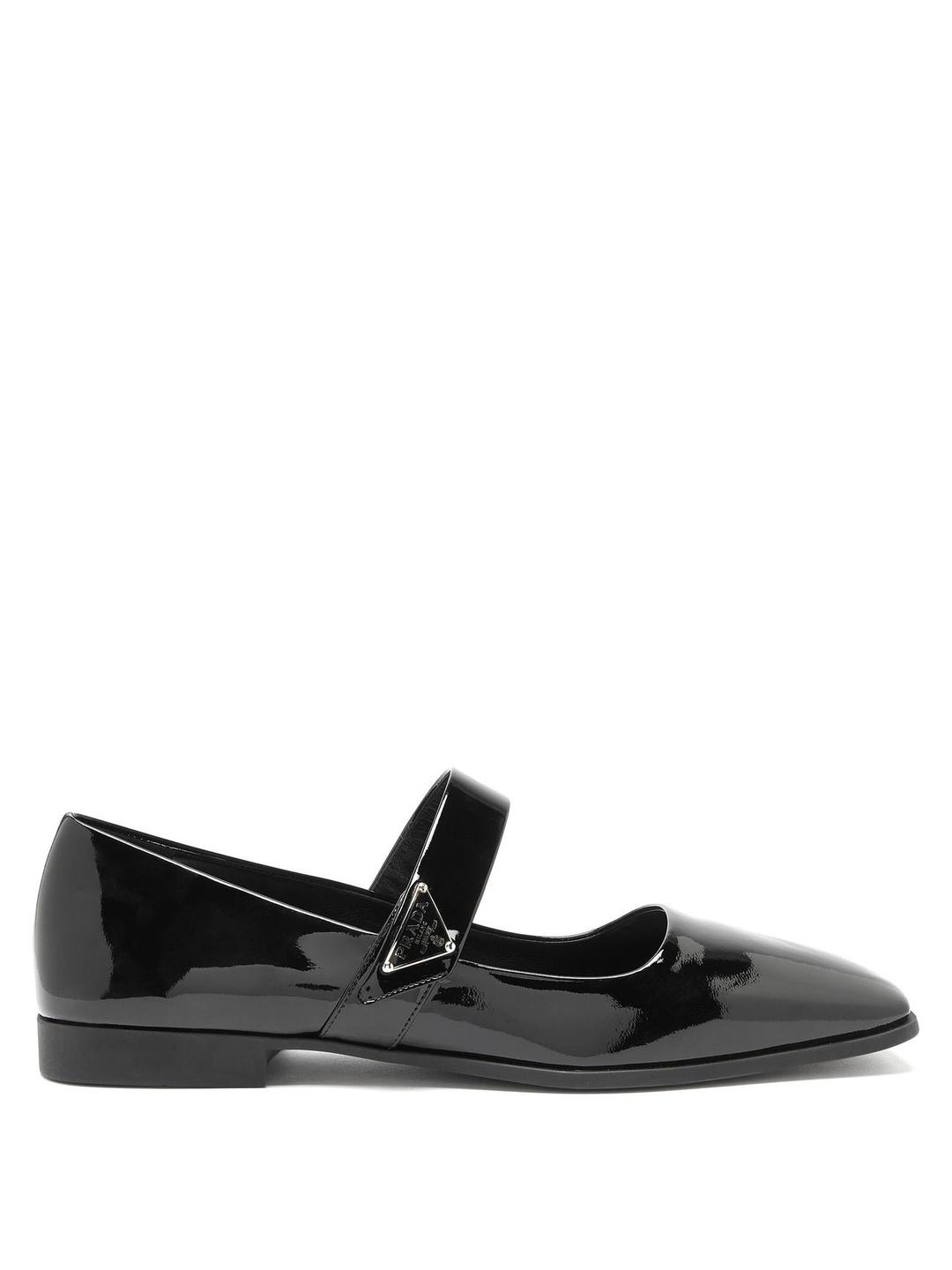 Square-Toe Patent-Leather Mary Jane Flats