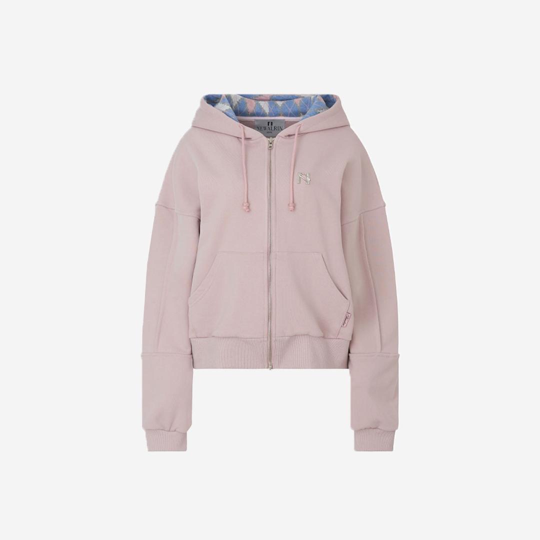 [KREAM 단독] Newalrin Lollipop Check Hoodie Zip Up Baby Pink