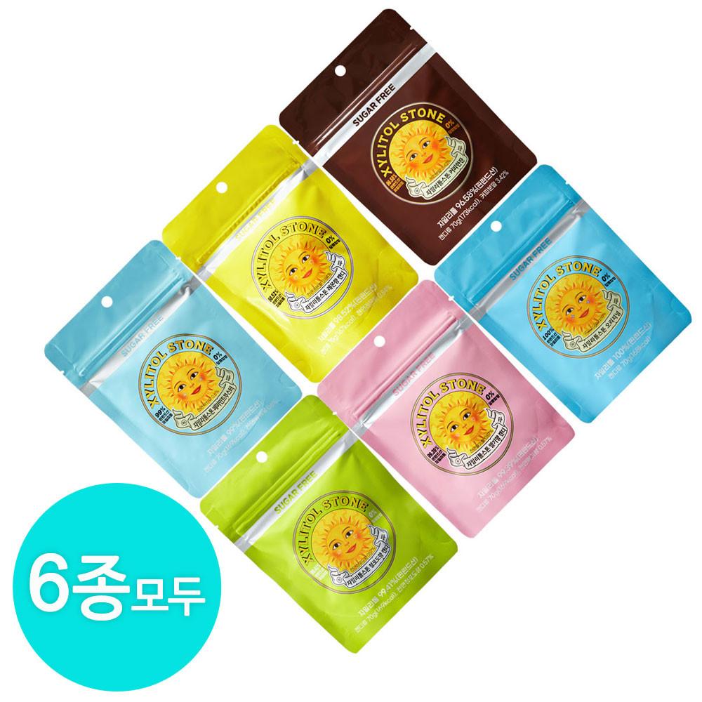 [무료배송]자일리톨 사탕 캔디 지퍼백 70g 혼합 6종 세트