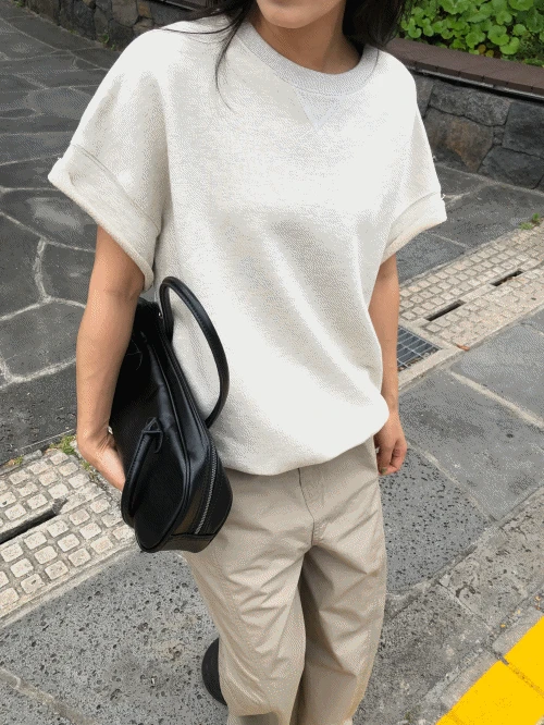 시오 피그먼트 오버 반팔 맨투맨