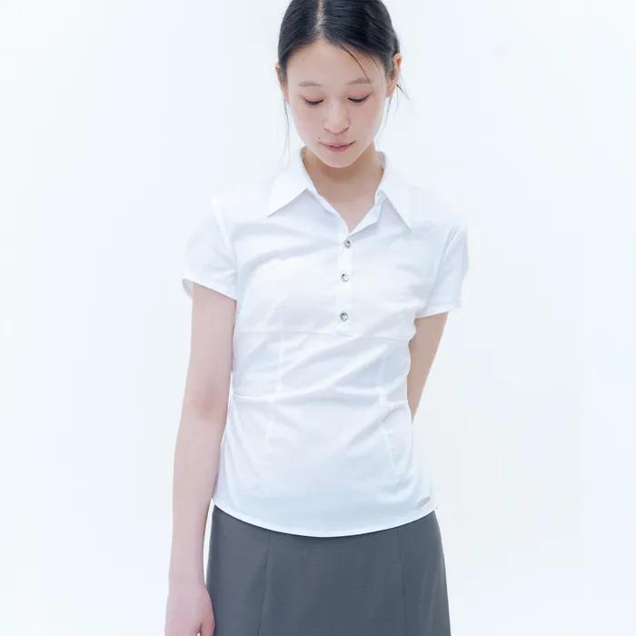 Fitted cap sleeves shirts WHITE