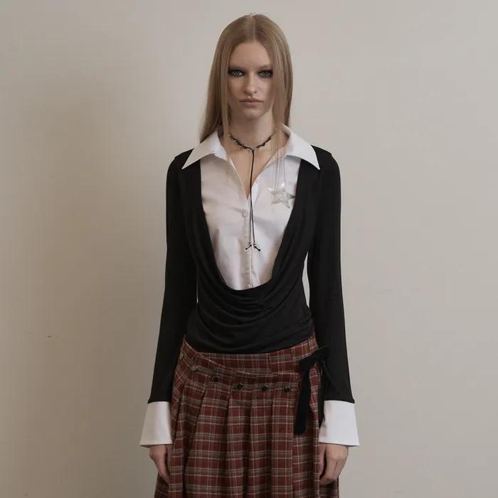 SHIRTS LAYERED TOP BLACK
