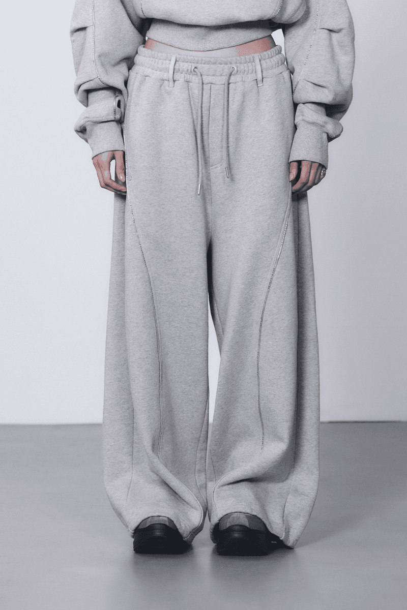 TMB Logo Piping Sweat Pants [ Melange Gray ]