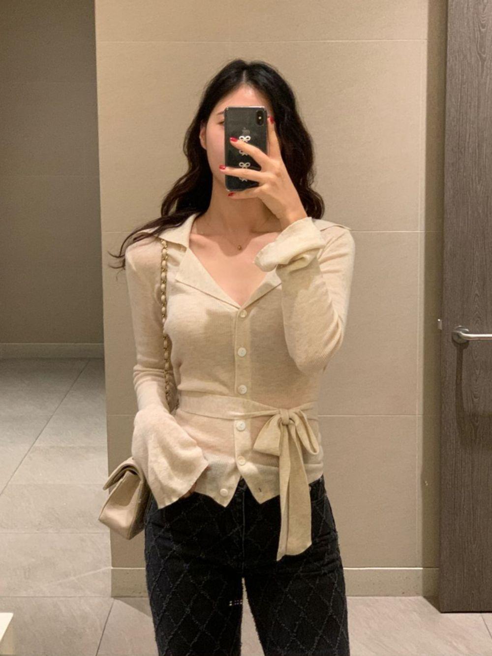 [가을신상/여리핏🍂]헬렌 허리 벨트 카라 니트 가디건 (3 color)