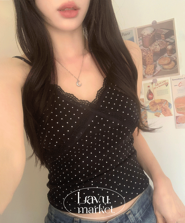 라뷰마켓 밀레 도트 레이스 레이어드 나시 3color [브이넥/휴양지/봄/가을/벚꽃/데이트/슬림핏/포인트나시]