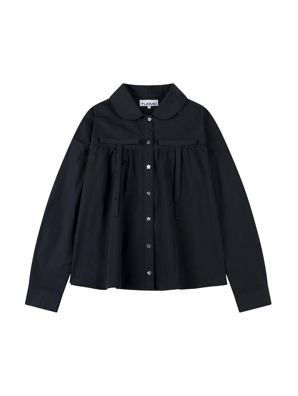 ROUND COLLAR RIBBON SHIRT [NAVY]