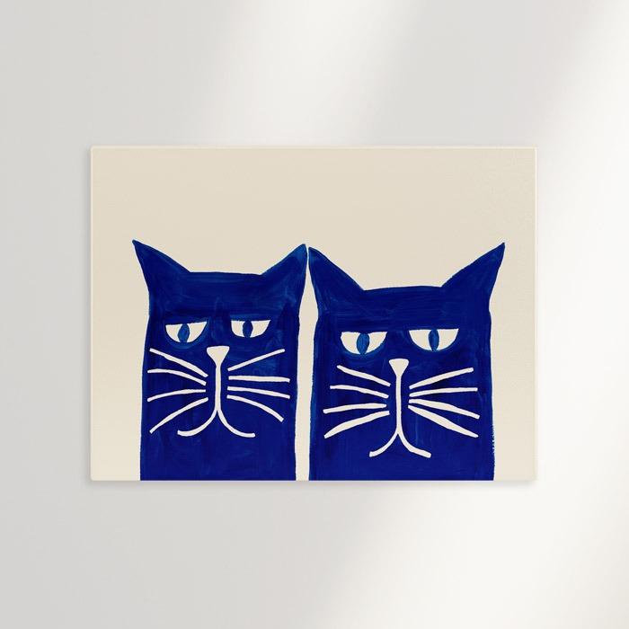 Two blue cats 캔버스 액자