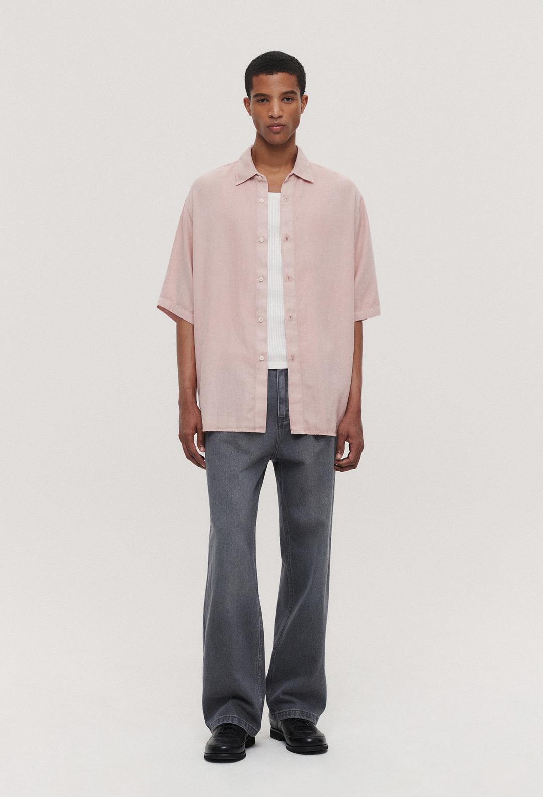 [4/25 예약발송] 텐셀 린넨 다잉 하프 셔츠 인디 핑크