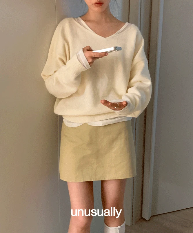 [NEW가을신상🍂당일발송/초여리핏] 언유즈얼리 글리 브이넥 니트 (5color)/기본니트/출근룩/데일리니트