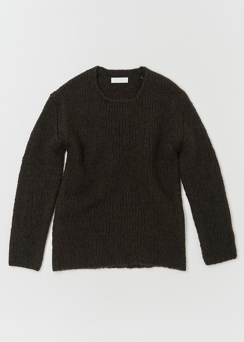 LOOSE FIT WOOL SWEATER IN DARK BROWN