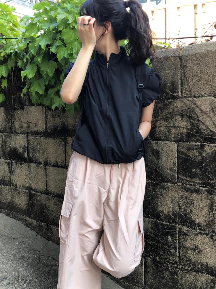 하이넥 나일론 퍼프 아노락 (moca, black)