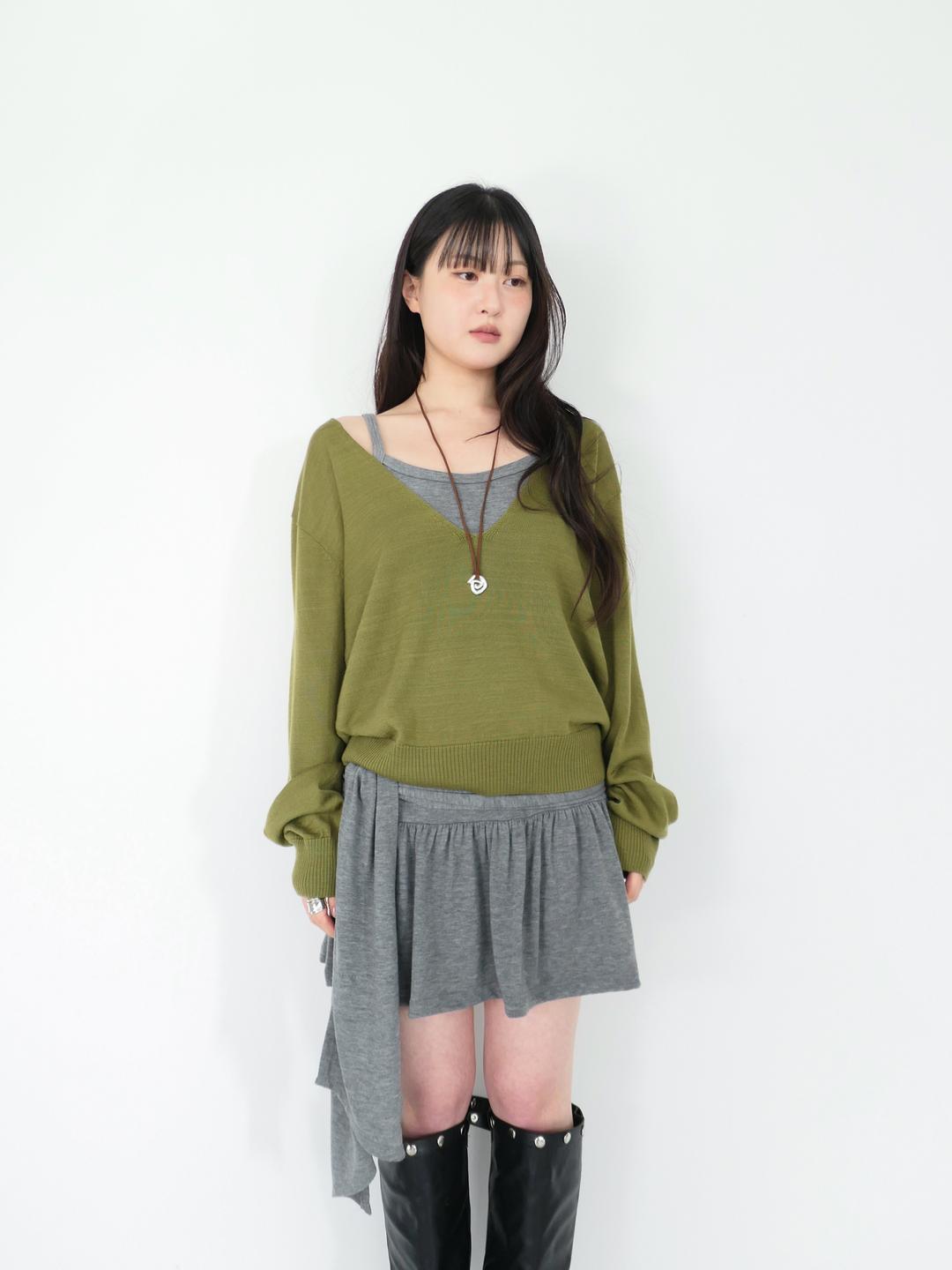 피타 로우 딥 브이 니트 (3c)