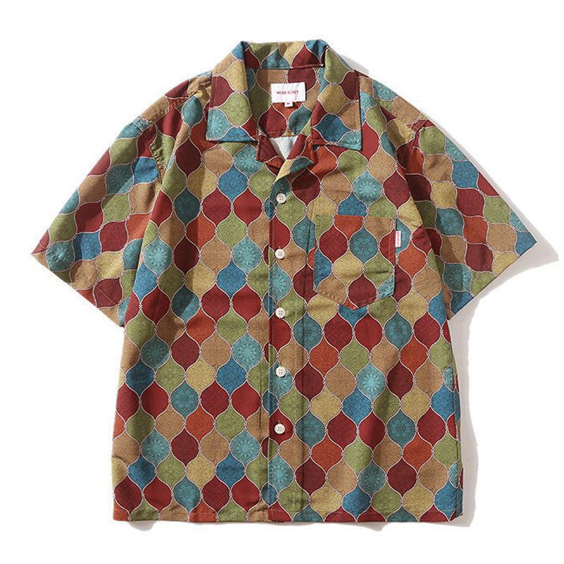 보헤미안 민족풍 총무늬 알로하 셔츠