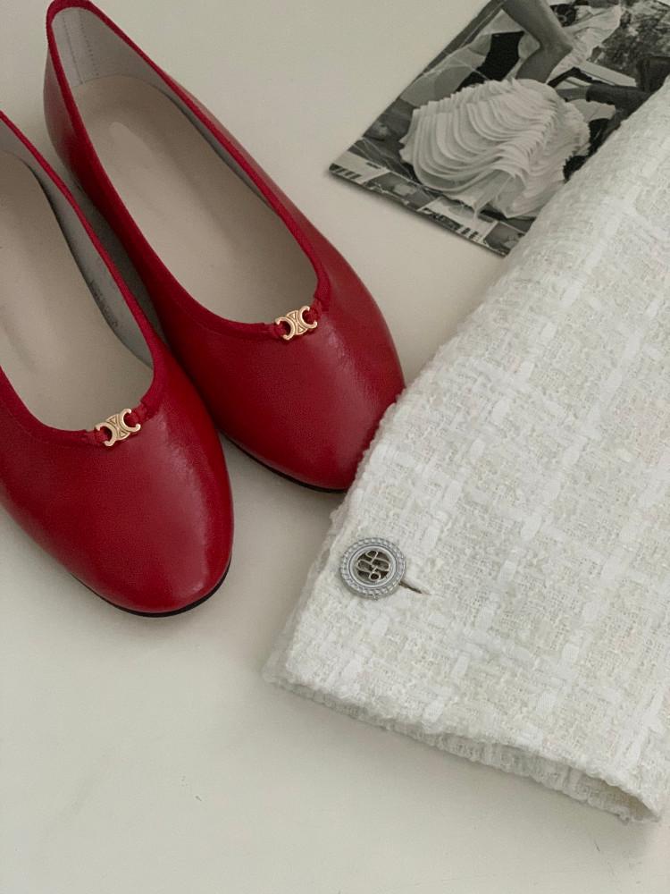 [아이메르]3일무배/셀 금장 장식 플랫슈즈/봄 낮은 편안한 부드러운 심플플랫