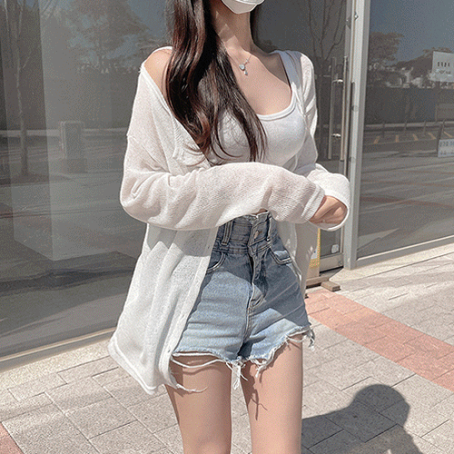 ( 당일출고!, 수영복가디건! ) 여리여리 루즈핏 라운드넥 버튼 썸머 린넨 시스루 가디건
