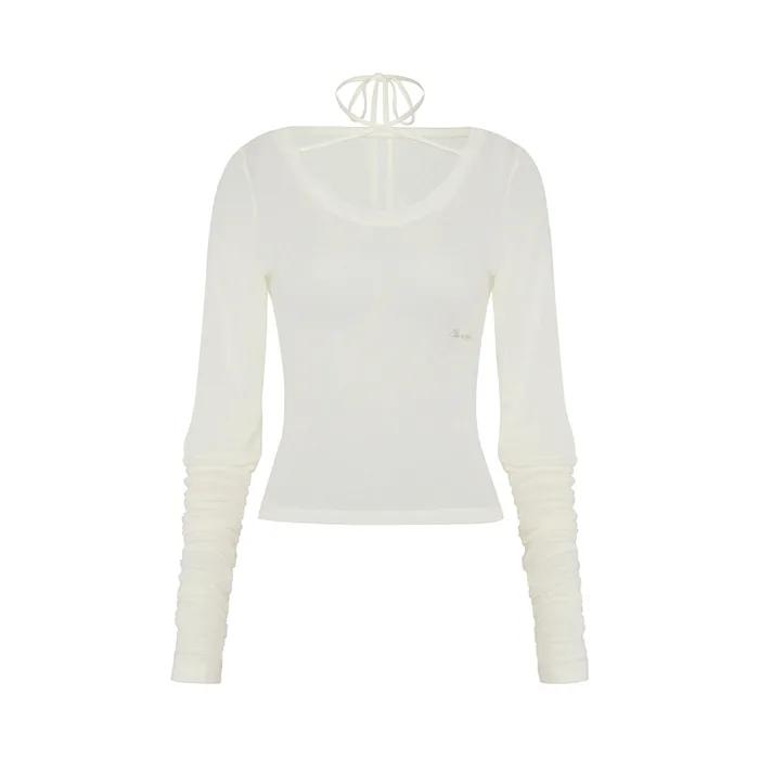 WING SHIRRING TOP ivory
