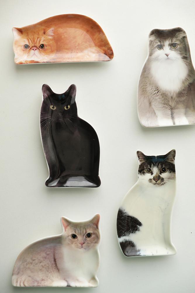 귀여운 고양이 도자기 미니 접시 수저 받침 세트 집들이 선물