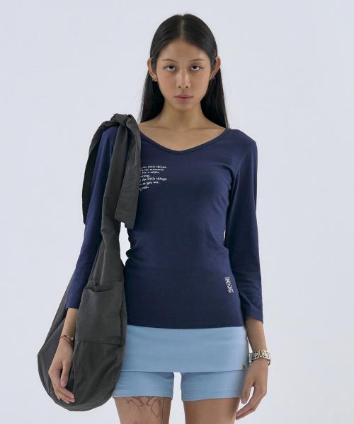 V neck 3/4 sleeve Navy